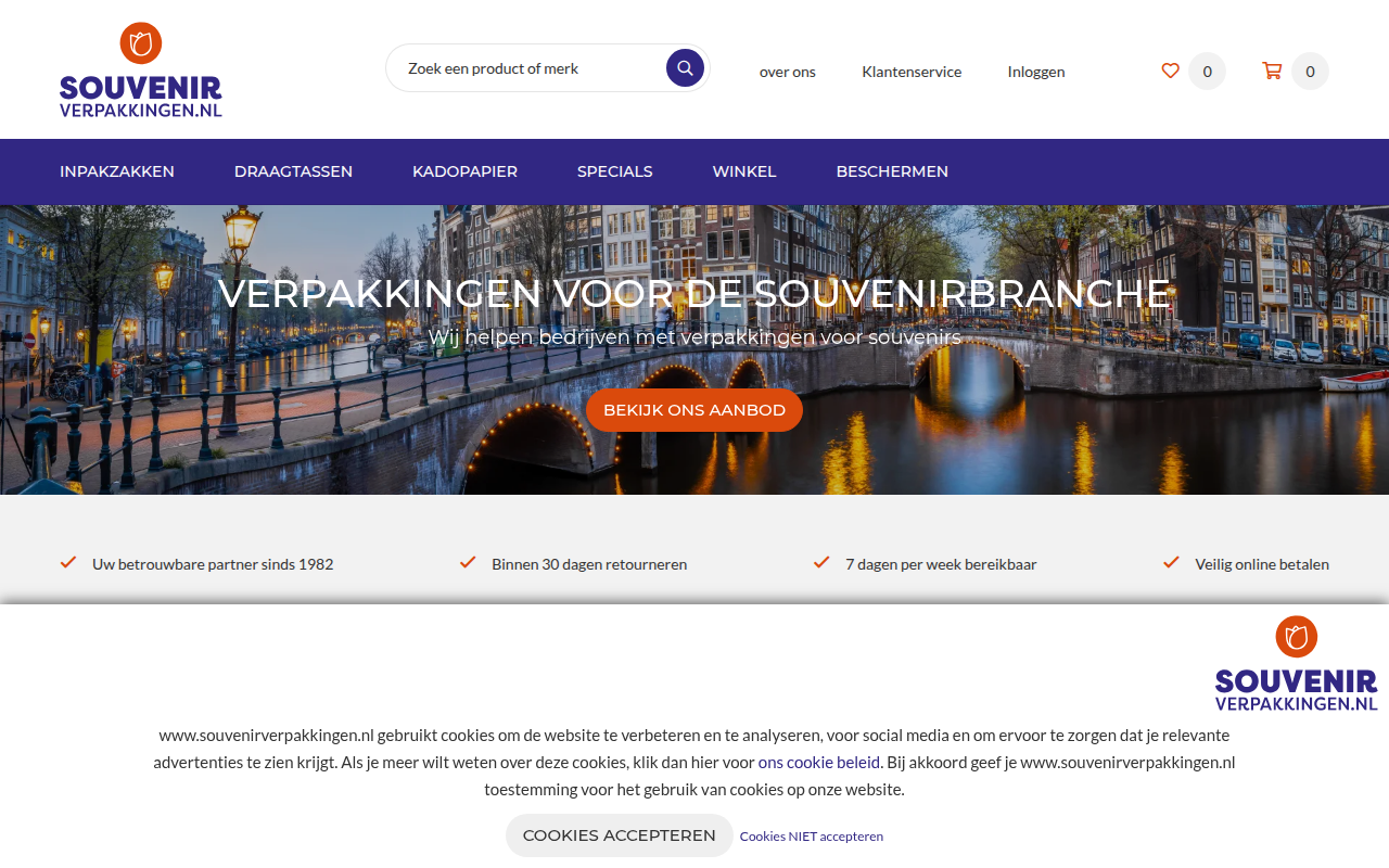 Screenshot van souvenirverpakkingen.nl