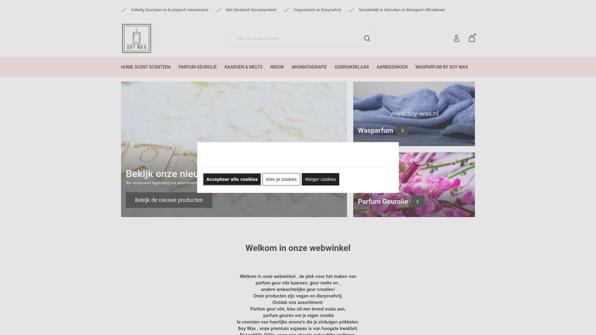 Screenshot van soy-wax.nl