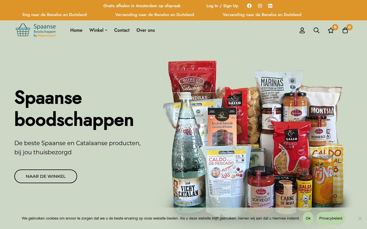 Screenshot van spaanseboodschappen.nl