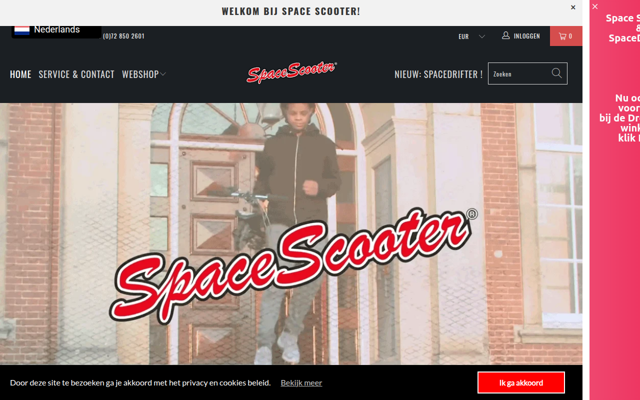 Screenshot van spacescooter.eu