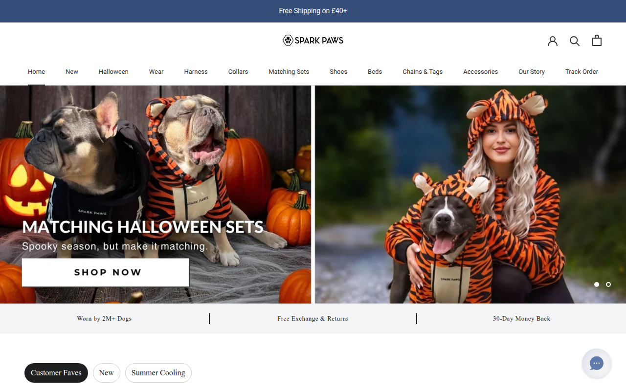 Screenshot van sparkpaws.com