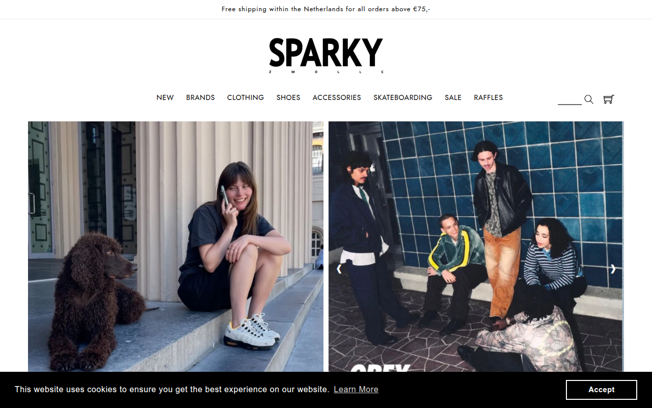 Screenshot van sparkystore.nl