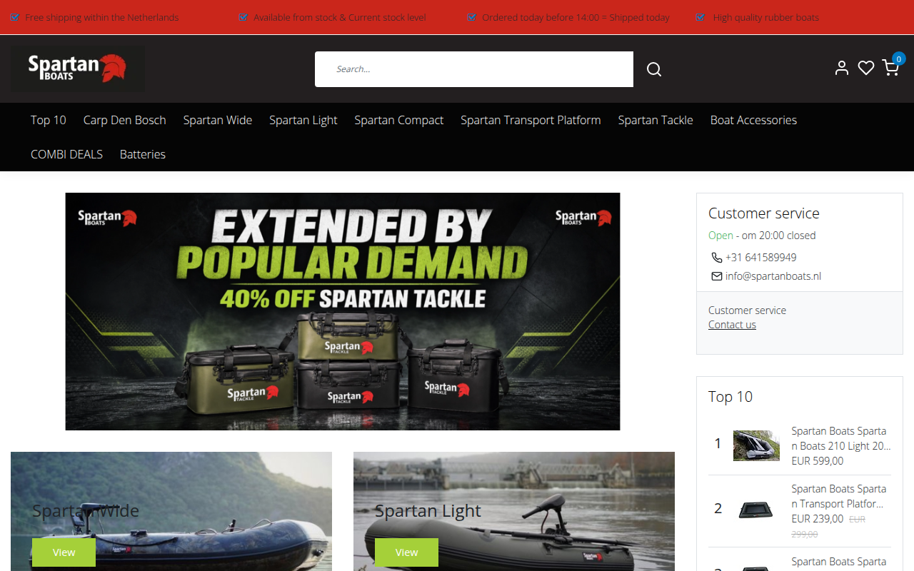 Screenshot van spartanboats.nl
