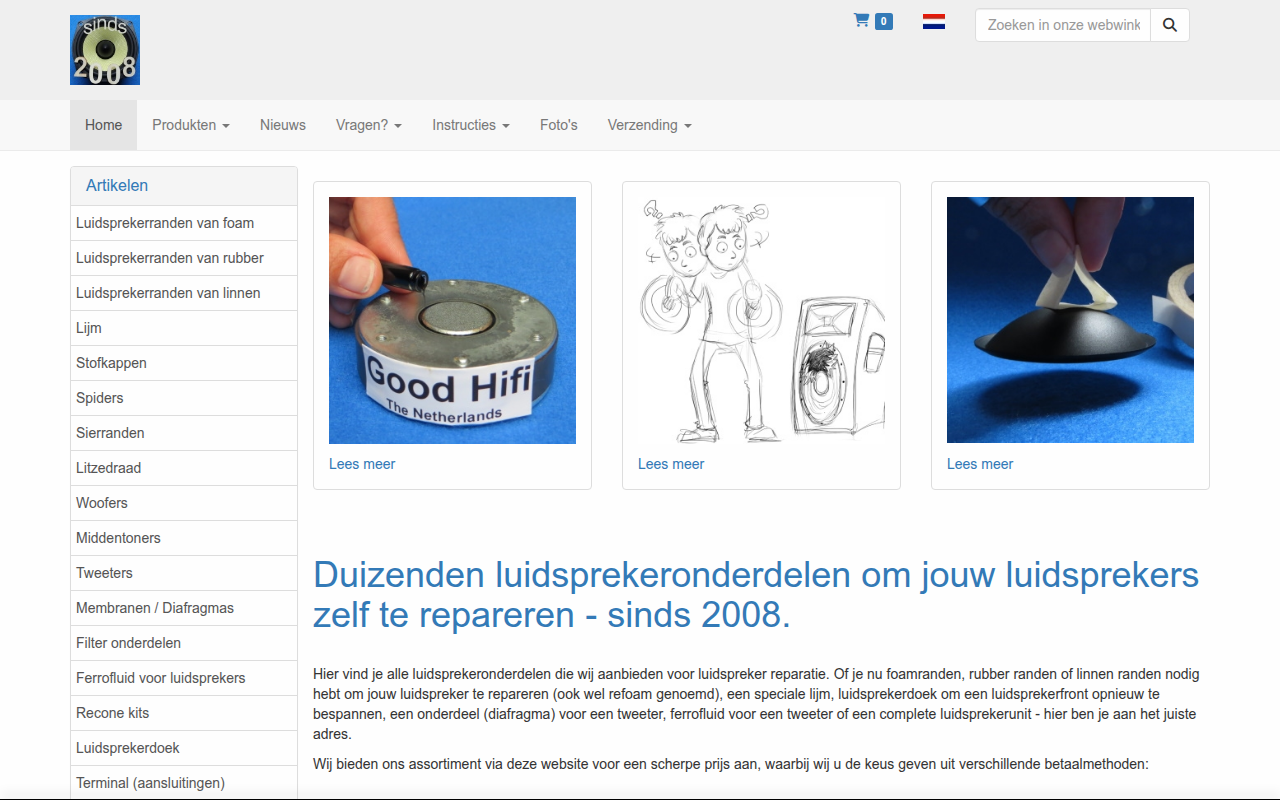 Screenshot van speakerrepairshop.nl