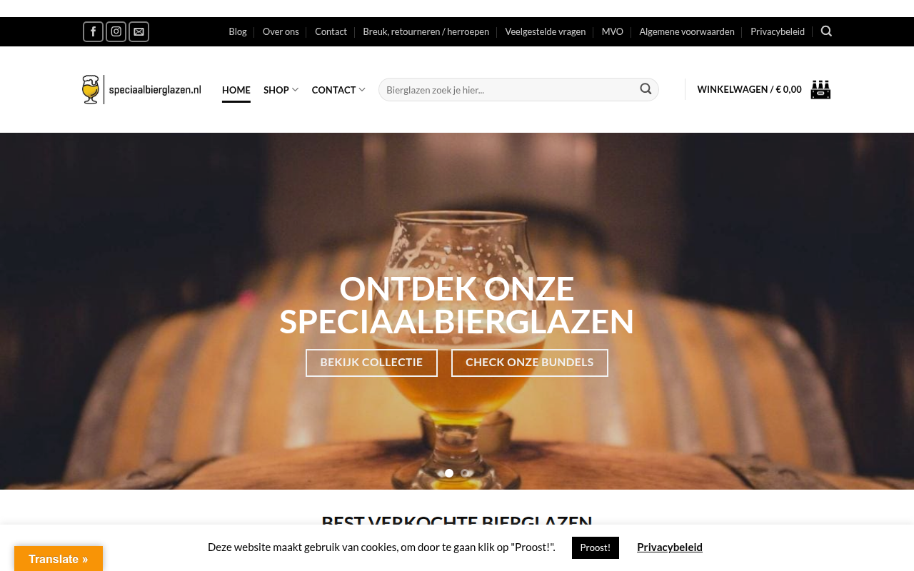 Screenshot van speciaalbierglazen.nl