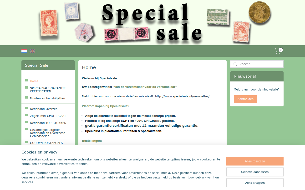 Screenshot van specialsale.nl