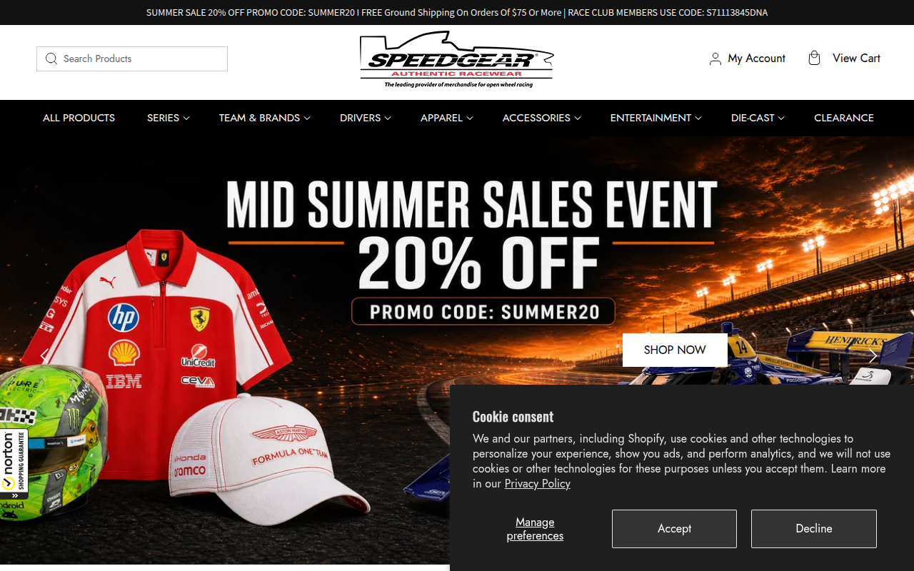 Screenshot van speedgear.com