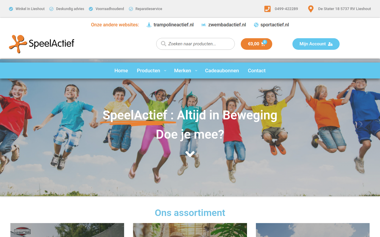 Screenshot van speelactief.nl