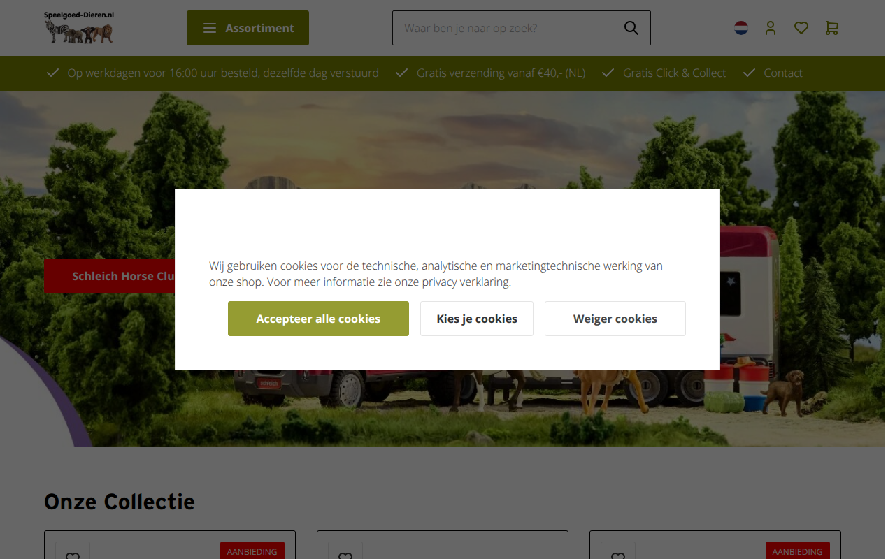 Screenshot van speelgoed-dieren.nl