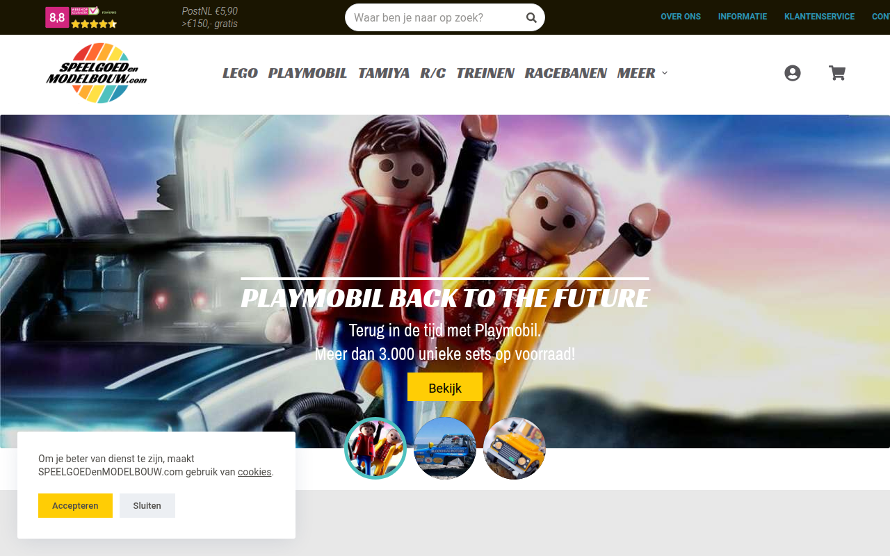 Screenshot van speelgoedenmodelbouw.com