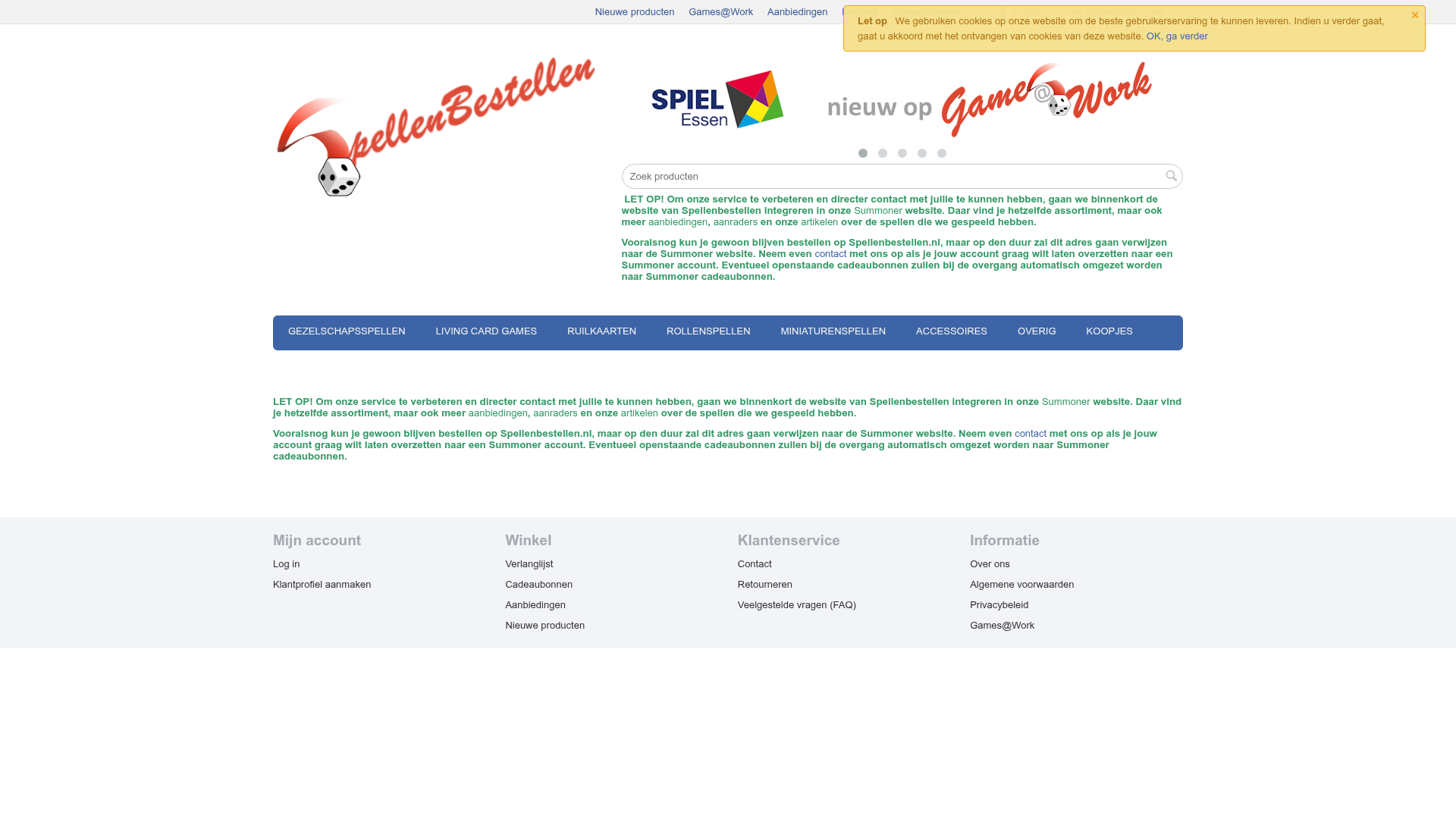 Screenshot van spellenbestellen.nl