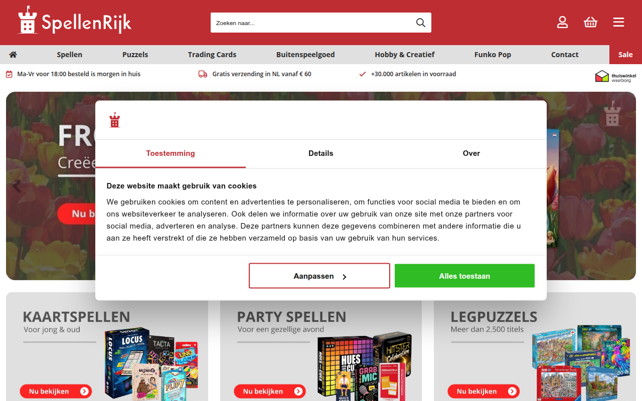 Screenshot van spellenrijk.nl