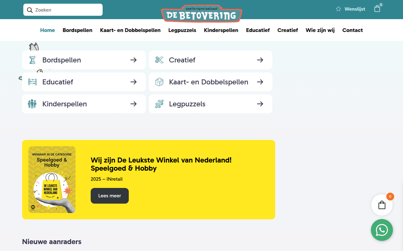 Screenshot van spellenwinkeldebetovering.nl