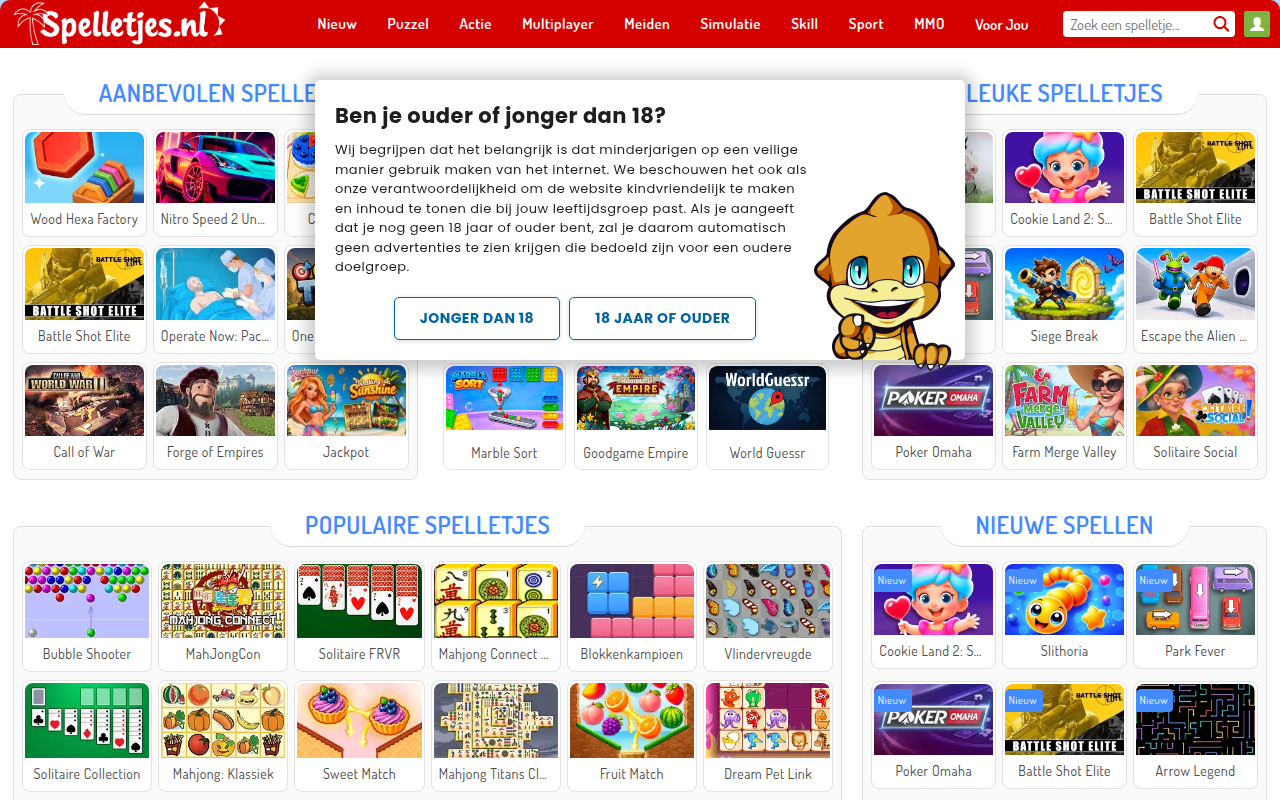 Screenshot van spelletjes.nl