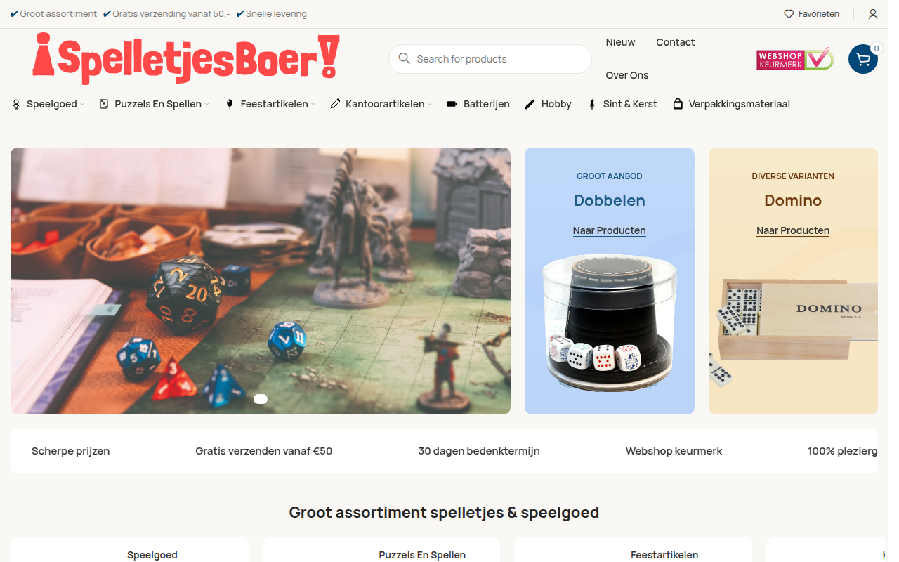 Screenshot van spelletjesboer.nl