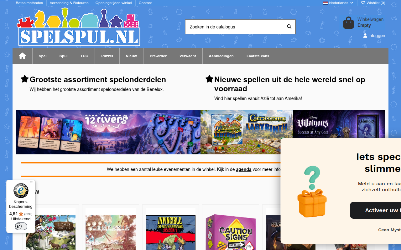 Screenshot van spelspul.nl