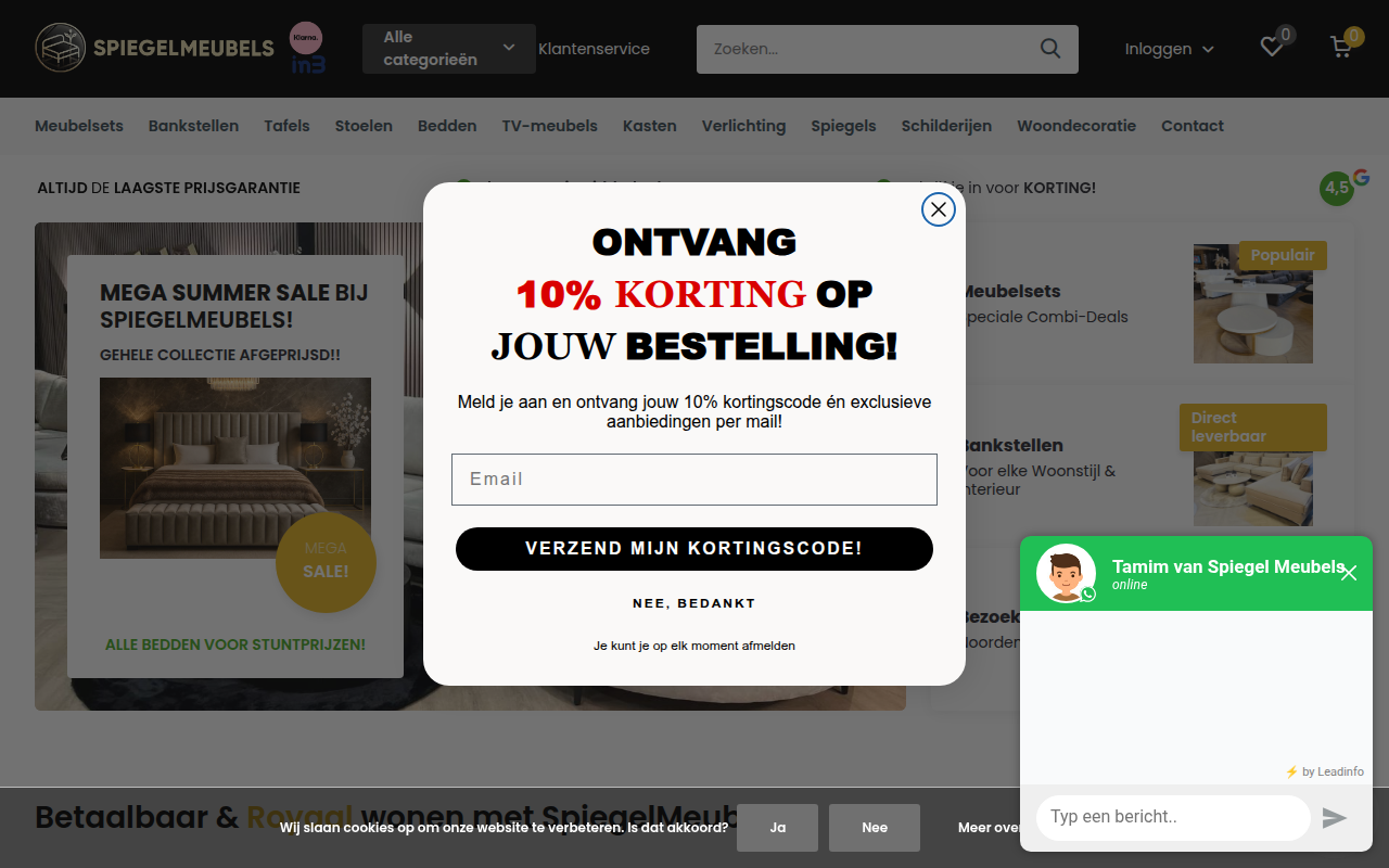 Screenshot van spiegelmeubels.nl