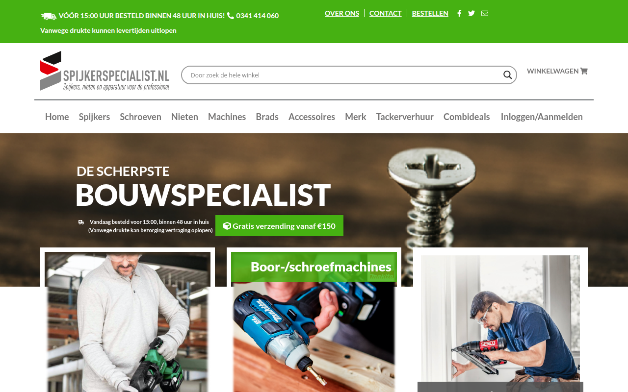 Screenshot van spijkerspecialist.nl