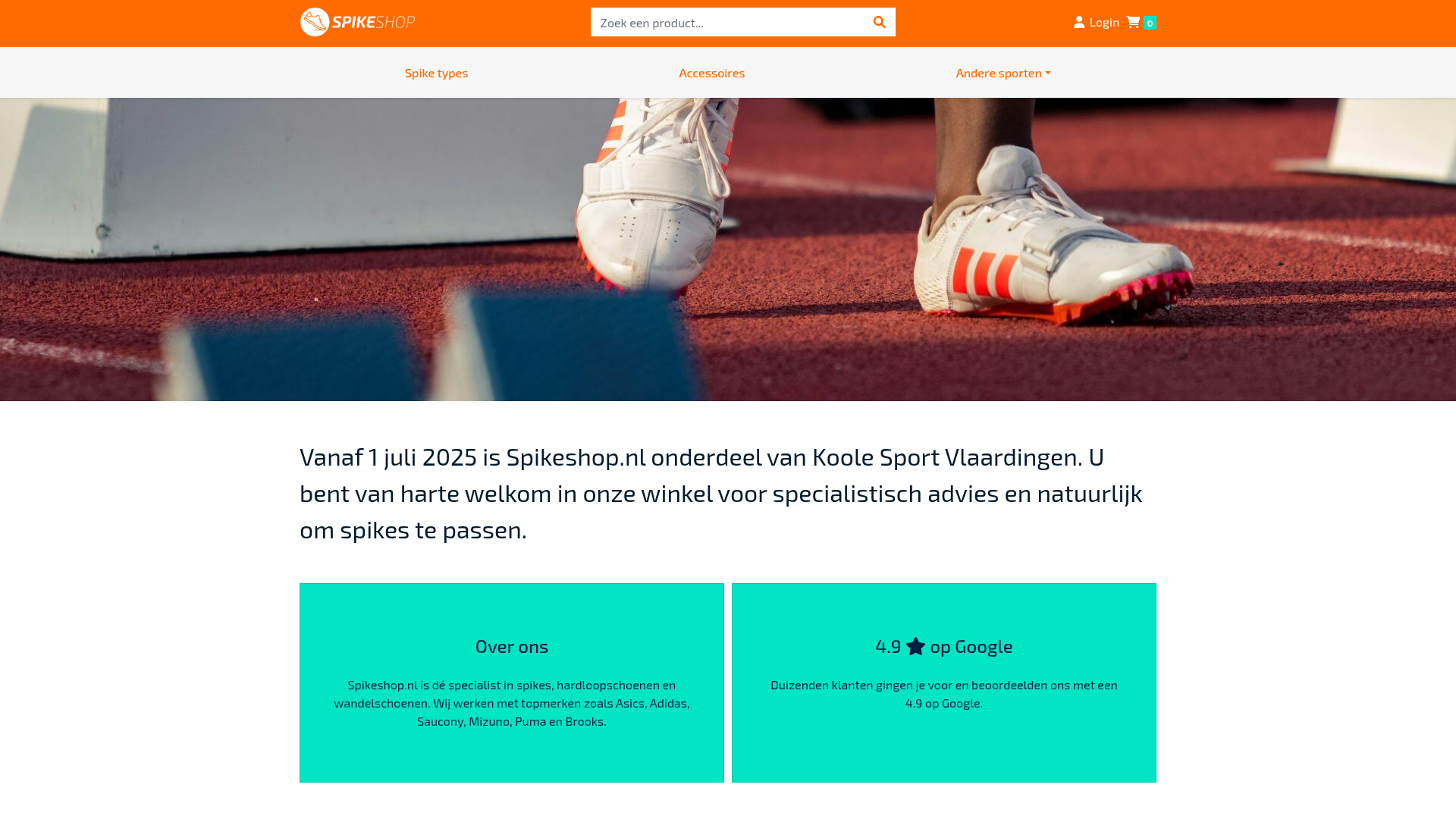Screenshot van spikeshop.nl
