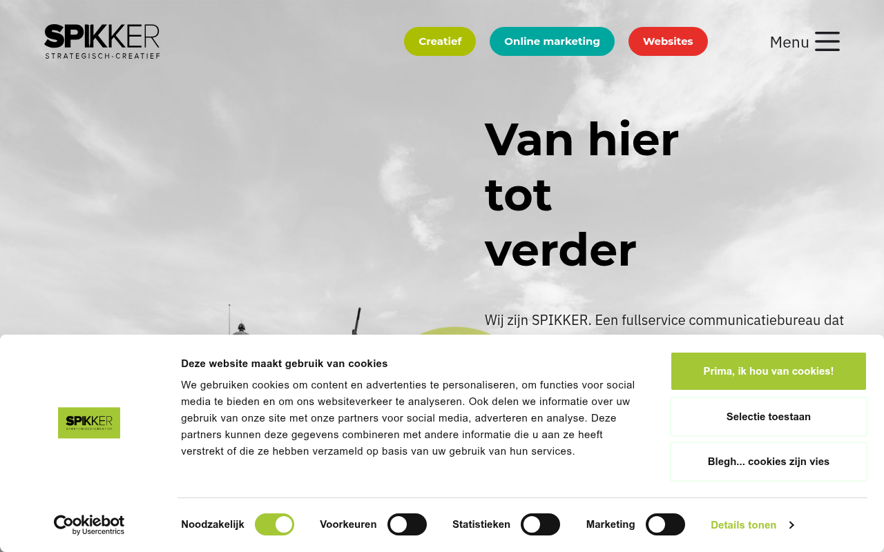 Screenshot van spikker.nl