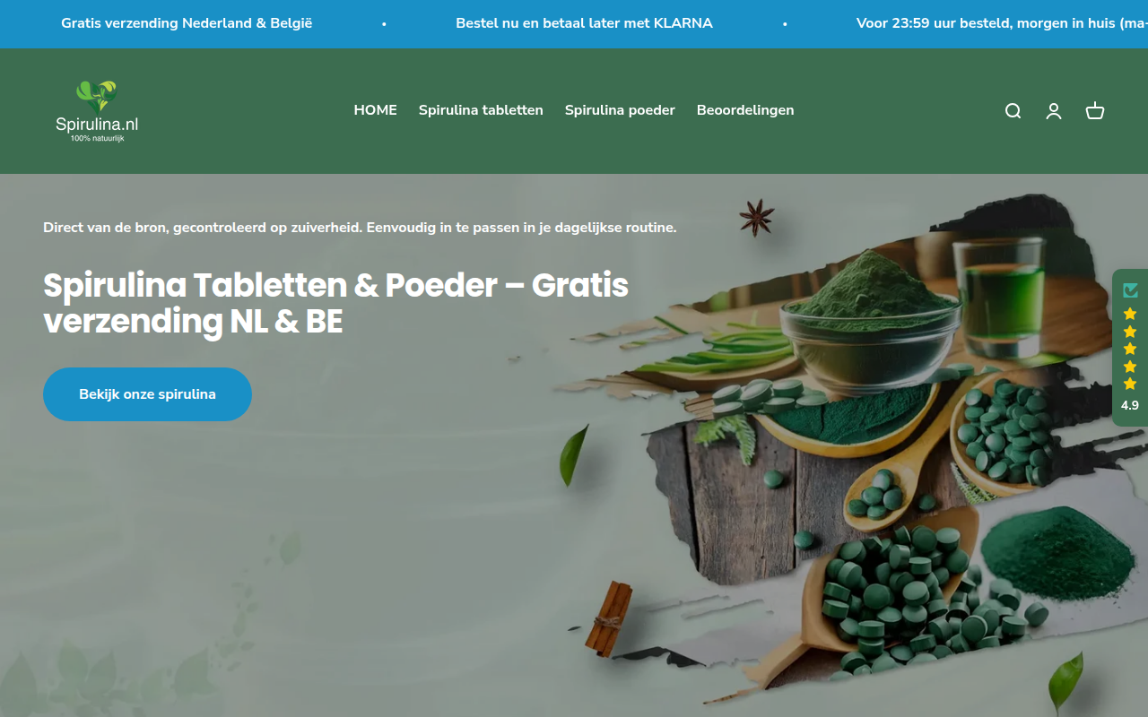 Screenshot van spirulina.nl