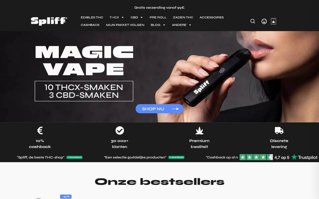 Screenshot van spliffstore.nl
