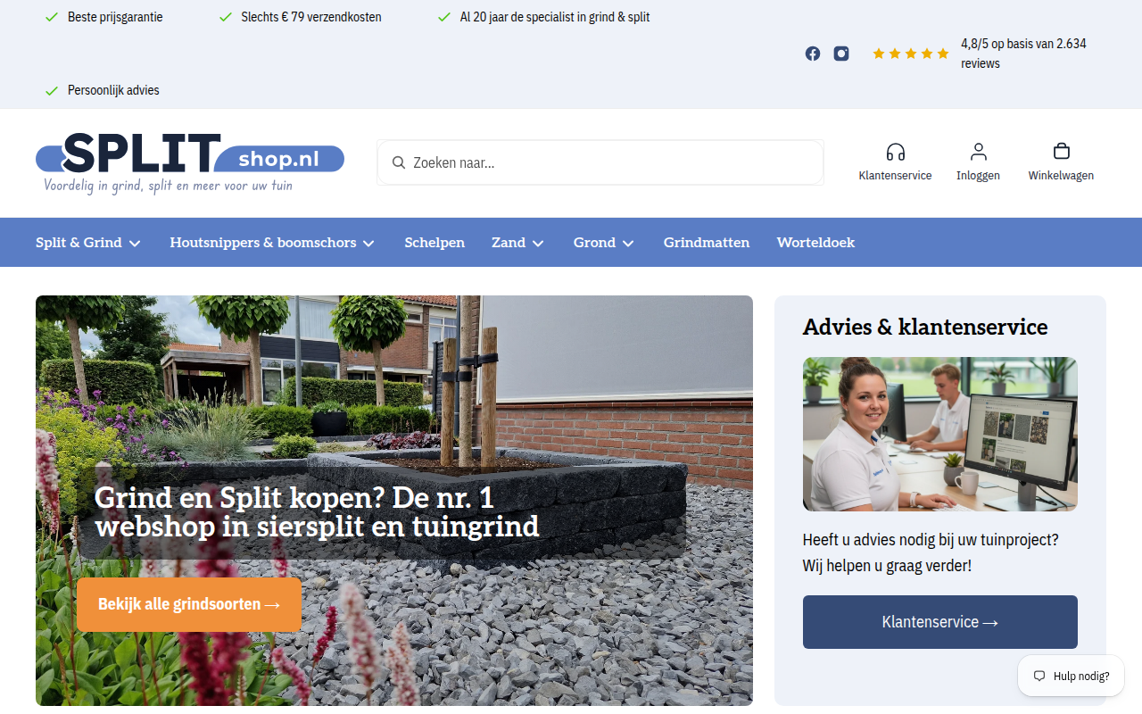 Screenshot van splitshop.nl