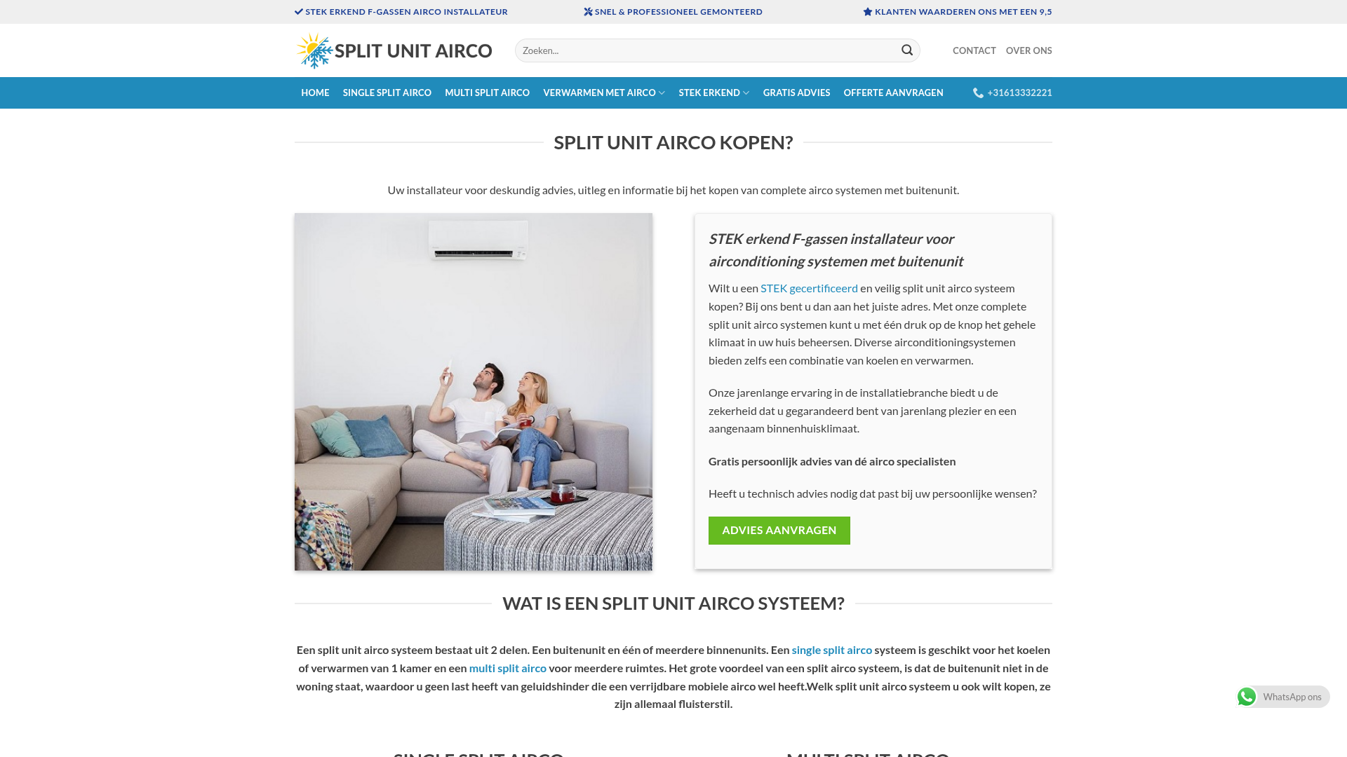 Screenshot van splitunitairco.nl