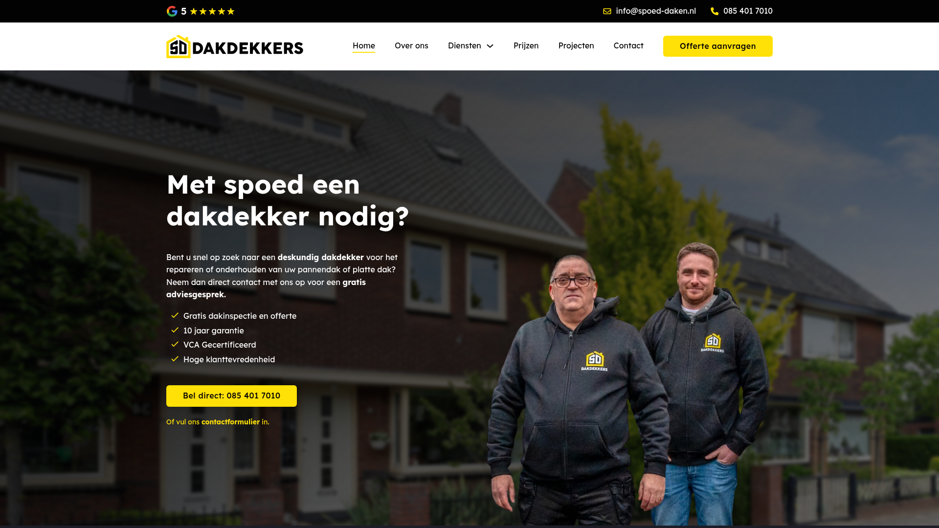 Screenshot van spoed-daken.nl
