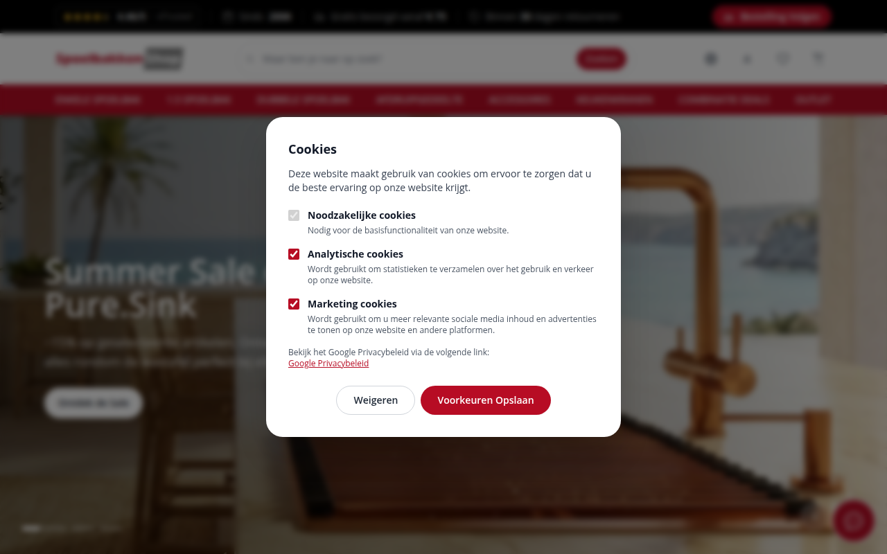 Screenshot van spoelbakkenshop.nl