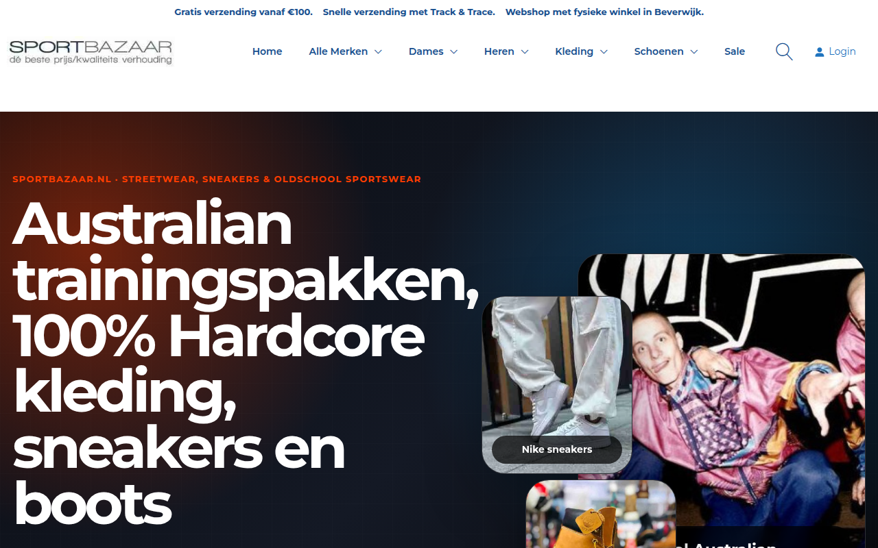 Screenshot van sportbazaar.nl