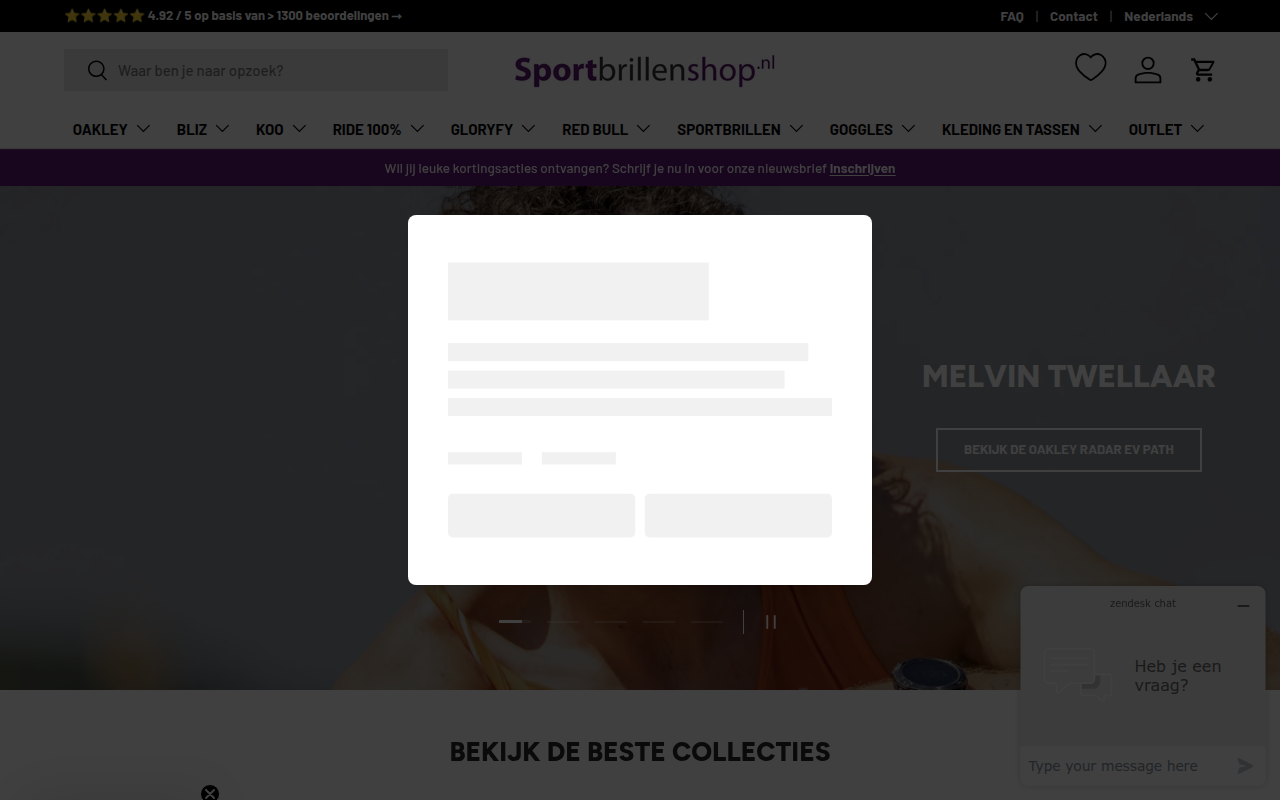 Screenshot van sportbrillenshop.nl