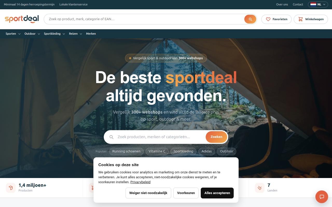 Screenshot van sportdeal.com