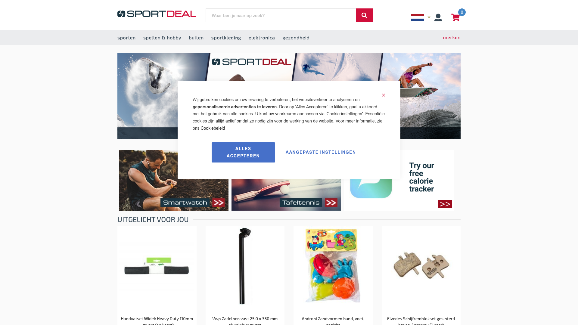 Screenshot van sportdeal.nl