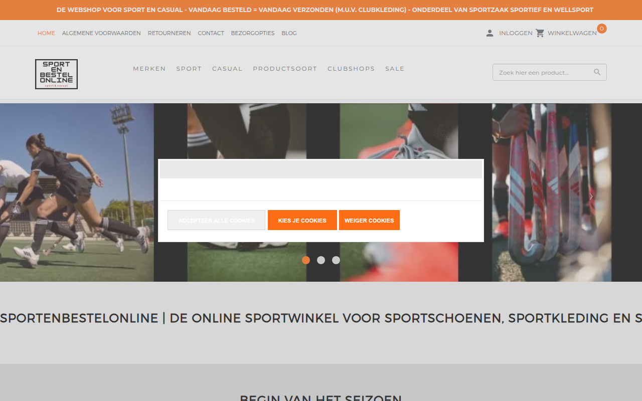 Screenshot van sportenbestelonline.nl