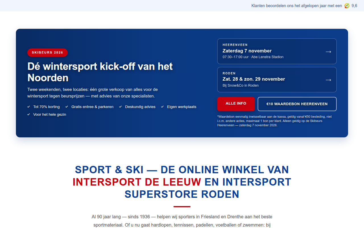 Screenshot van sportenski.nl