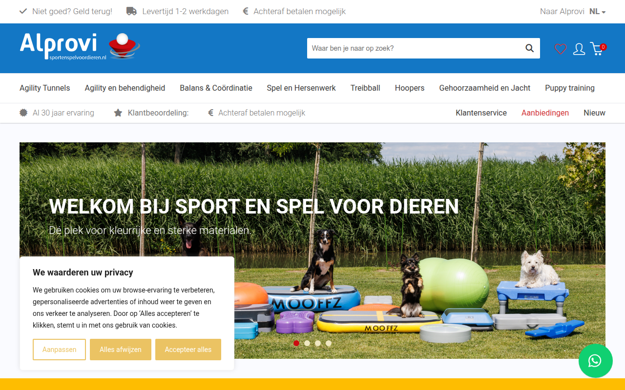 Screenshot van sportenspelvoordieren.nl