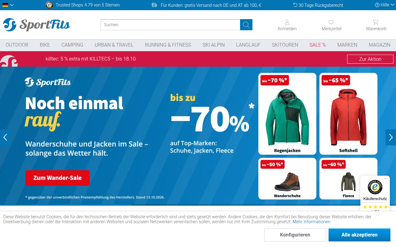 Screenshot van sportfits.de