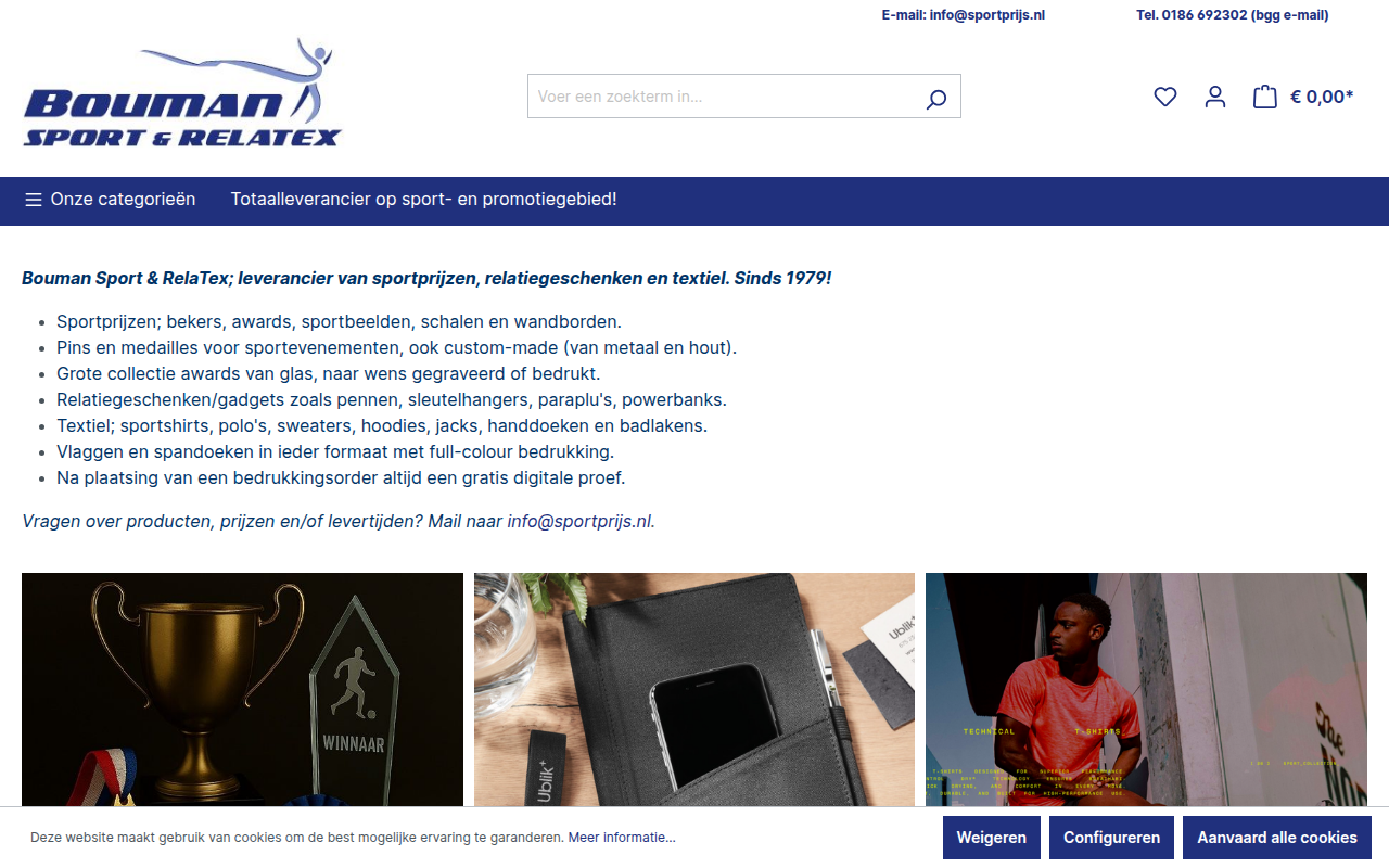 Screenshot van sportprijs.nl