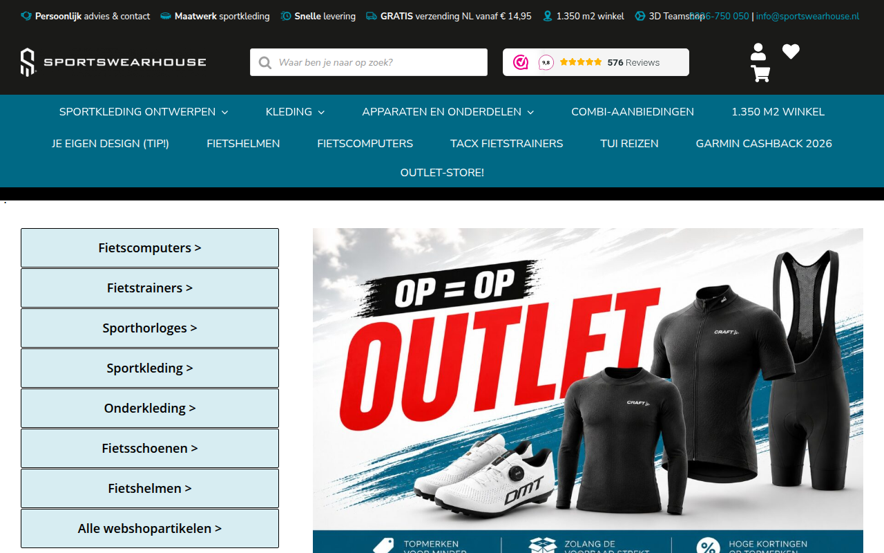 Screenshot van SPORTSWEARHOUSE