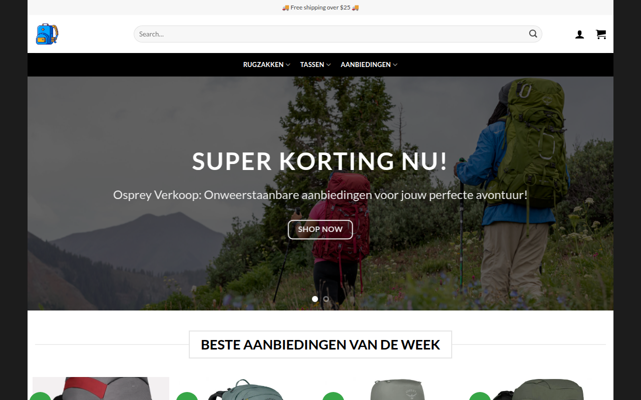 Screenshot van sporttaswinkel.com