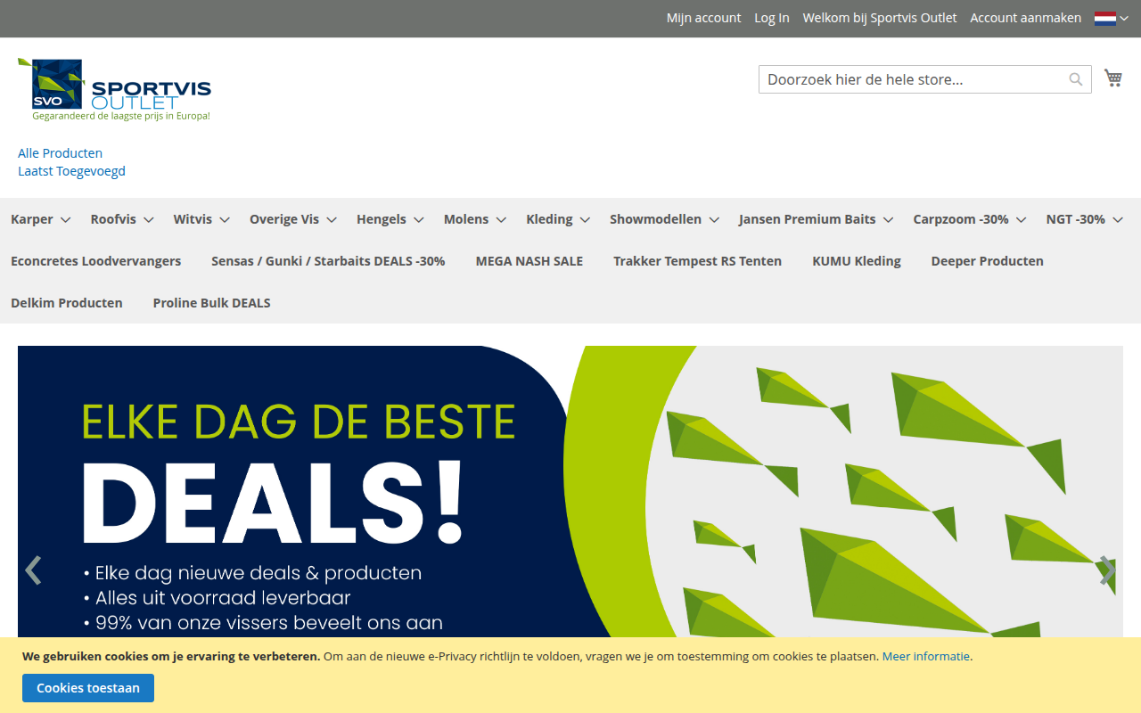 Screenshot van sportvis-outlet.nl