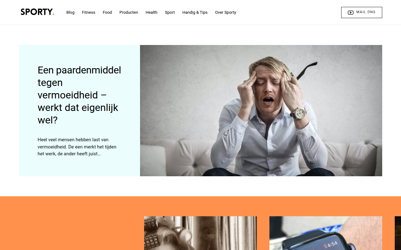 Screenshot van sporty.nl