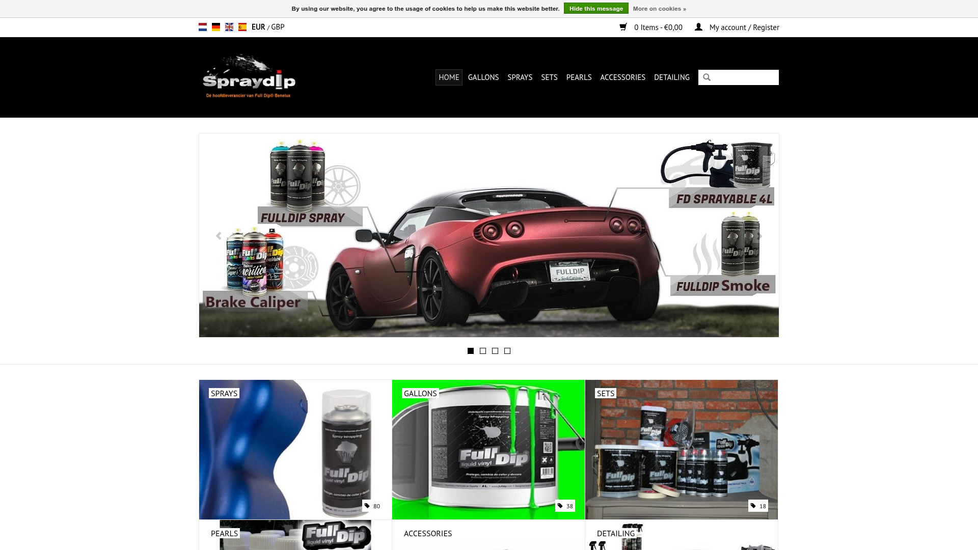 Screenshot van spraydip.nl