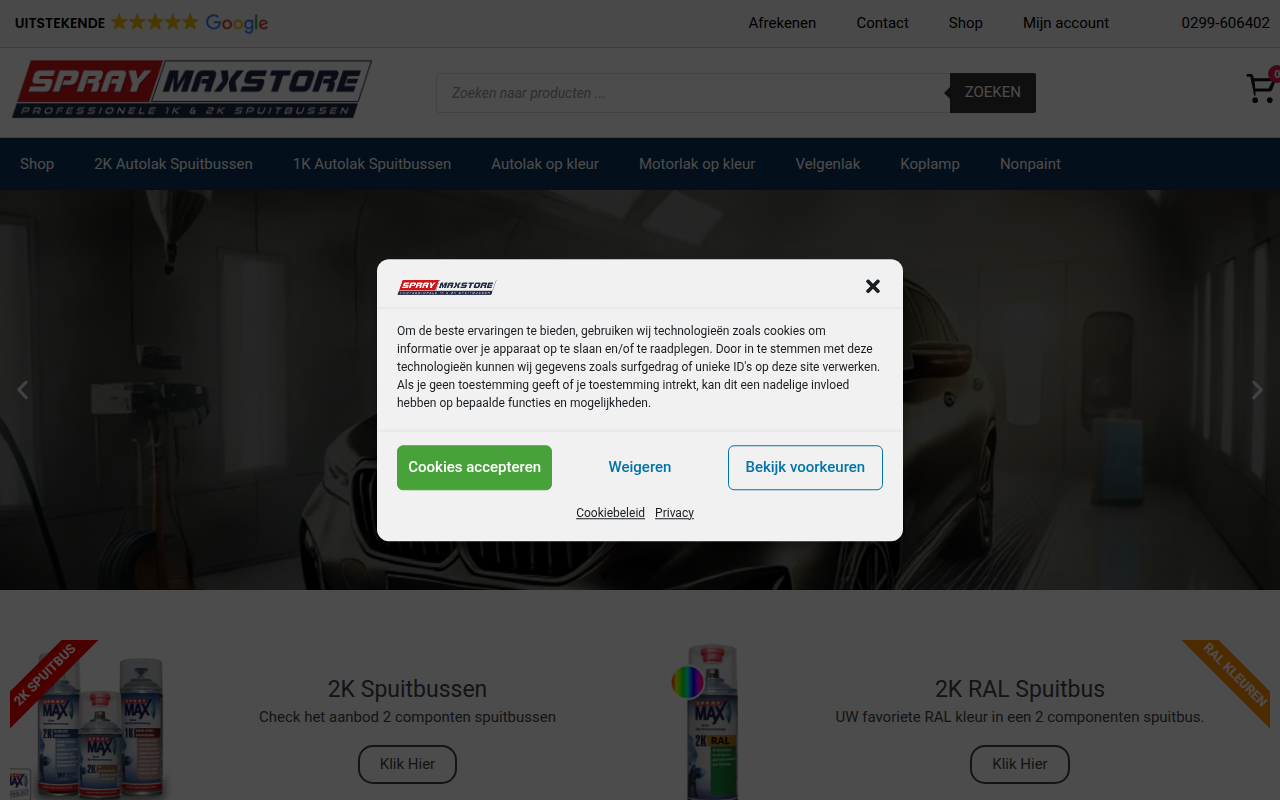 Screenshot van spraymaxstore.nl
