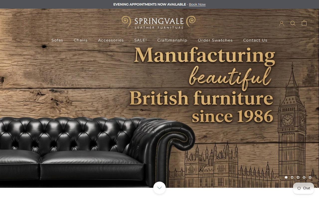 Screenshot van springvaleleather.co.uk