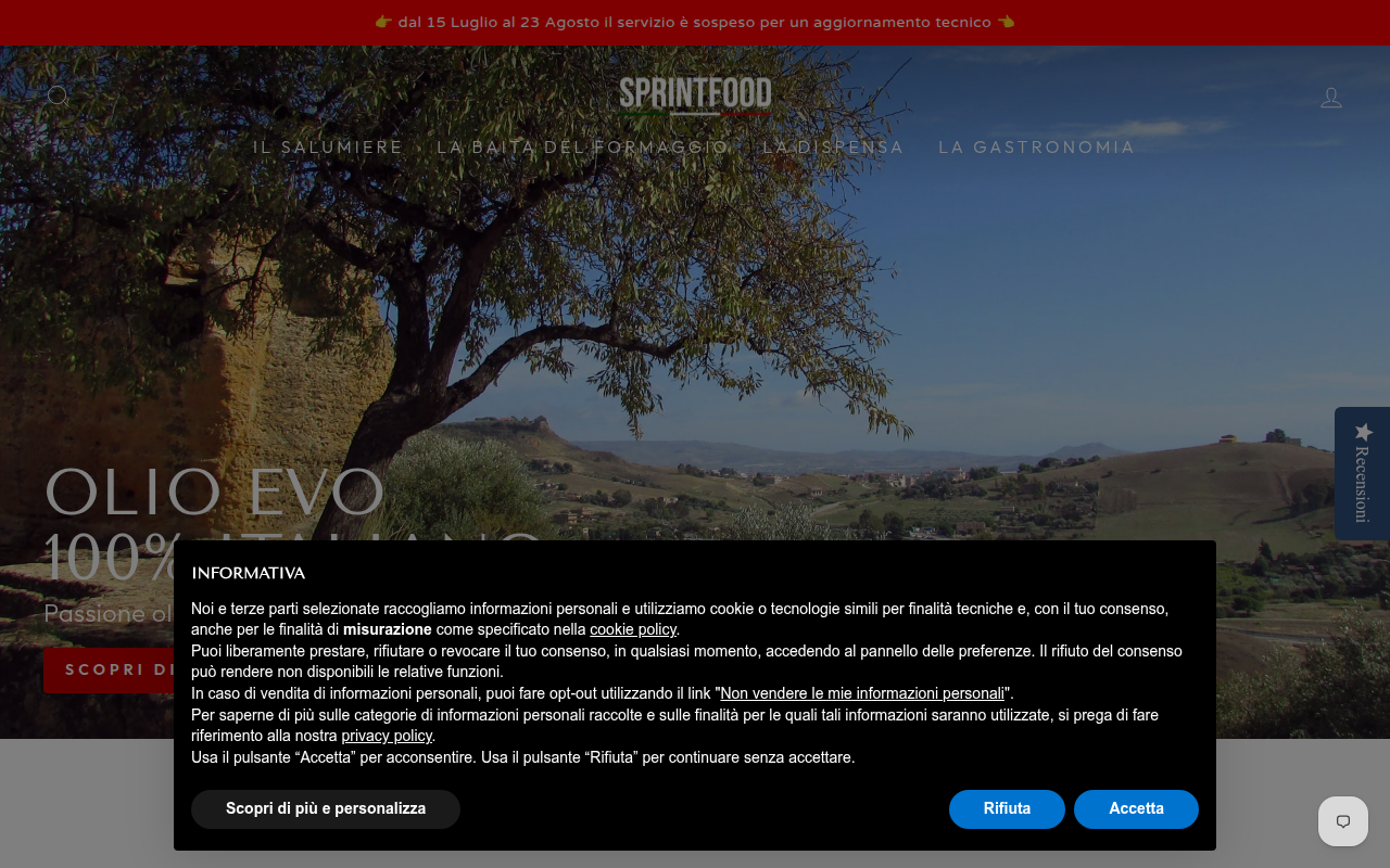 Screenshot van sprintfood.it