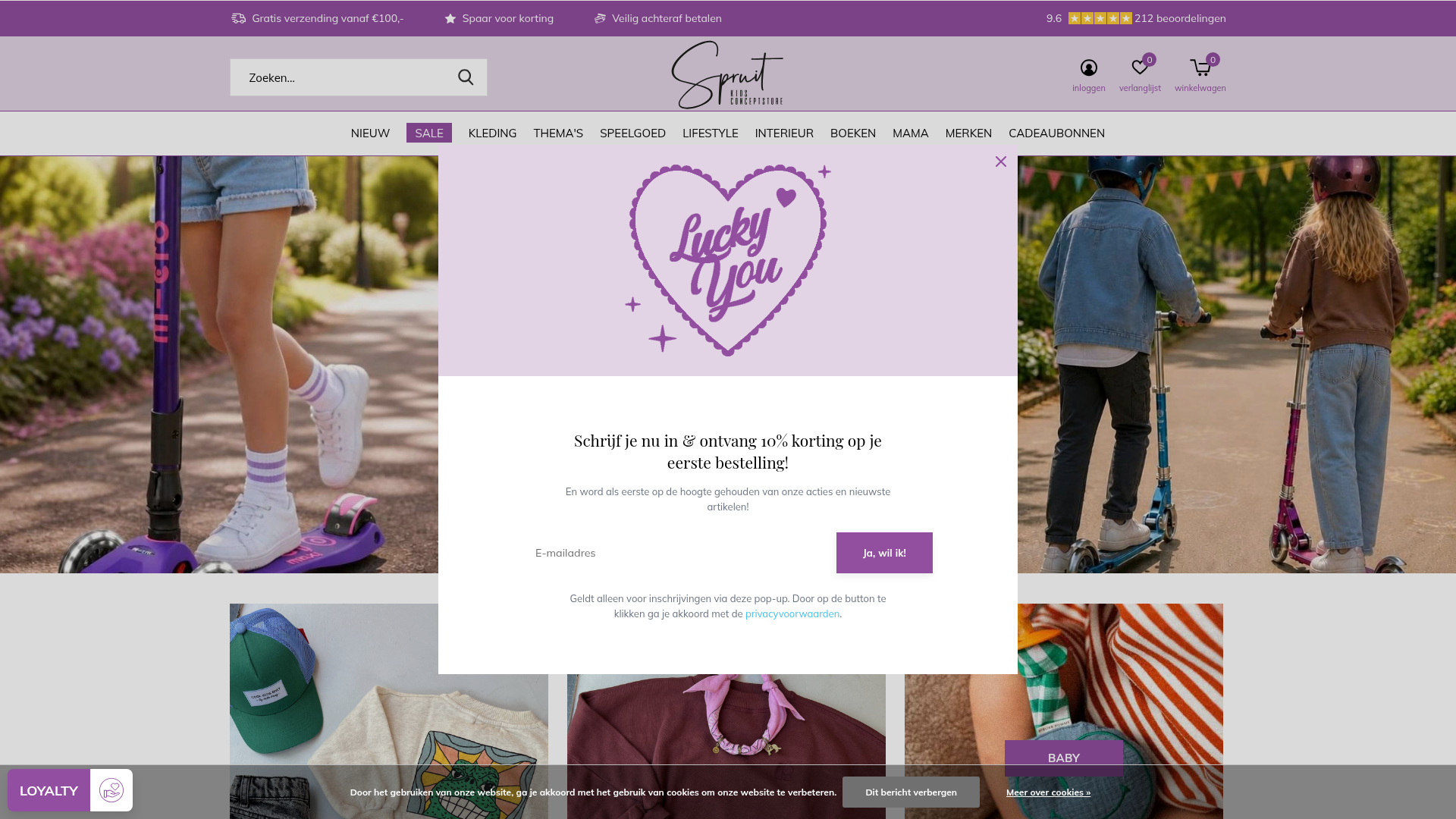 Screenshot van spruitkidsconceptstore.nl