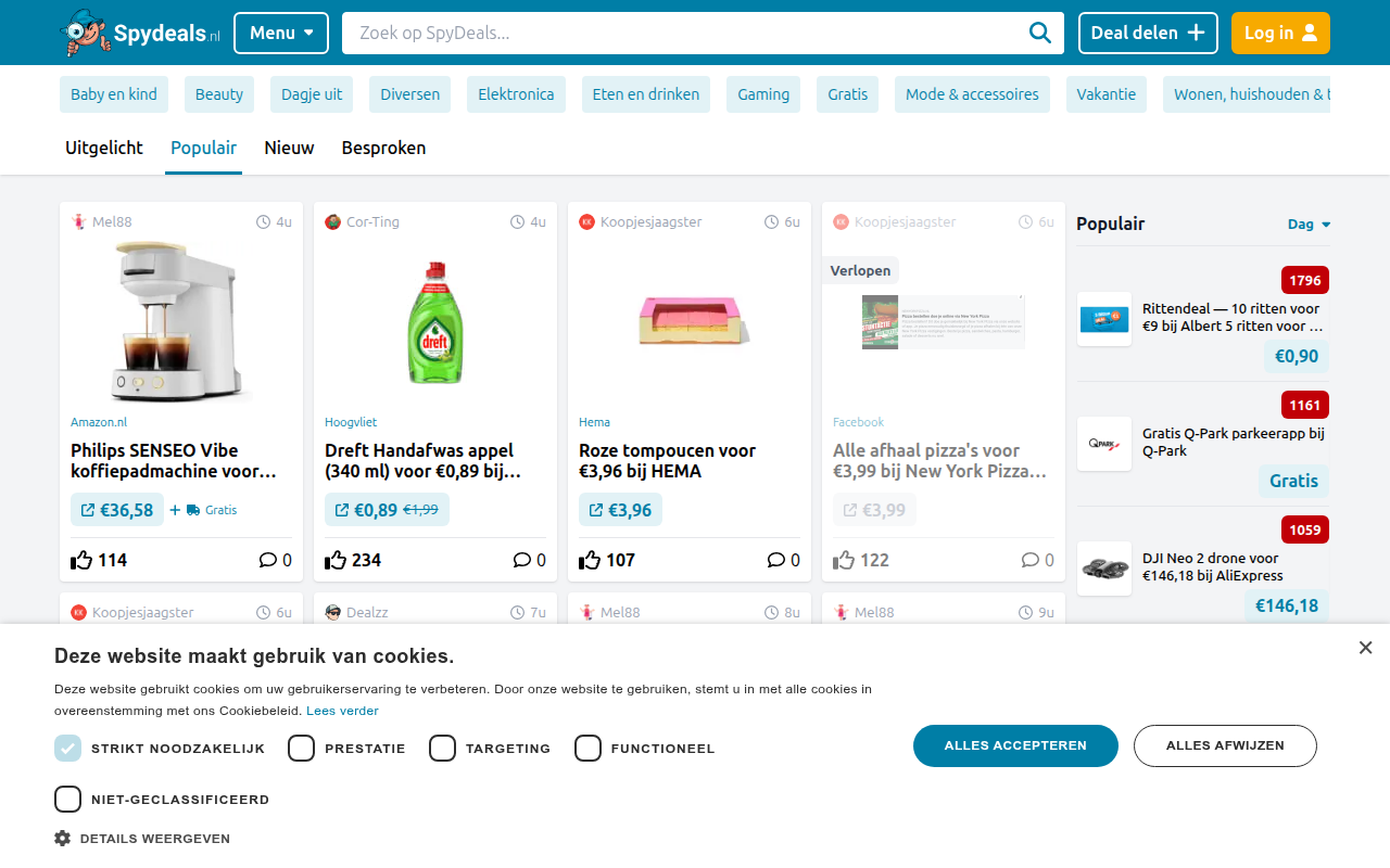 Screenshot van spydeals.nl