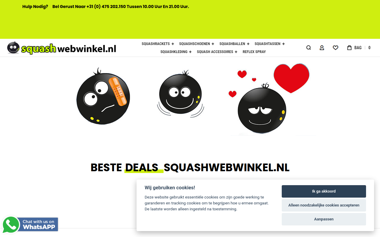 Screenshot van squashwebwinkel.nl